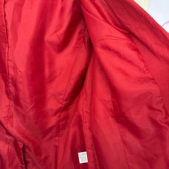 Talbots Petites Silk Linen Blend Blazer Shoulder Pads Size 16P Red Career Office - Picture 5 of 9